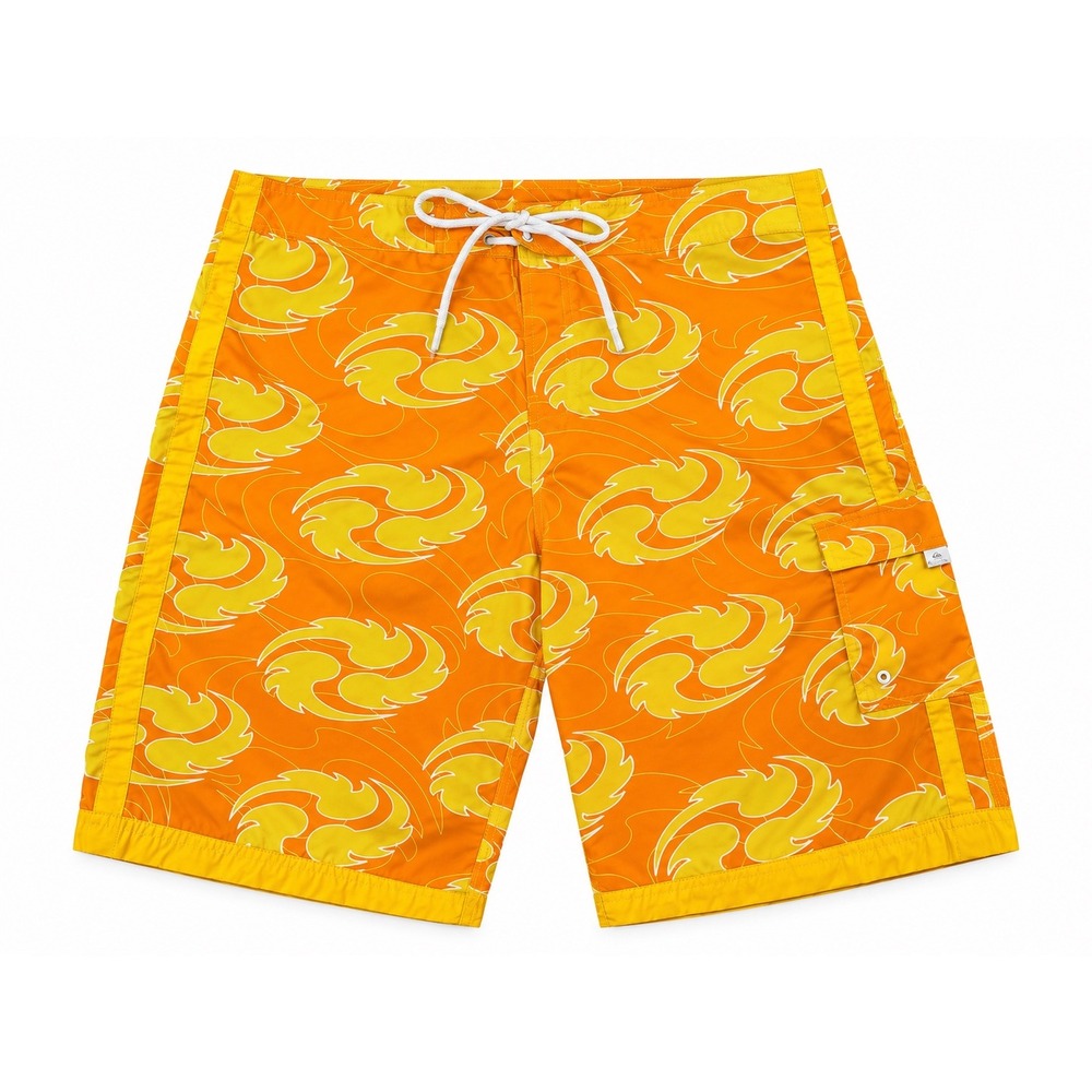 Nike Mens Vintage Board Shorts Orange Yellow Graphic Swirl Swim Trunks Size 36